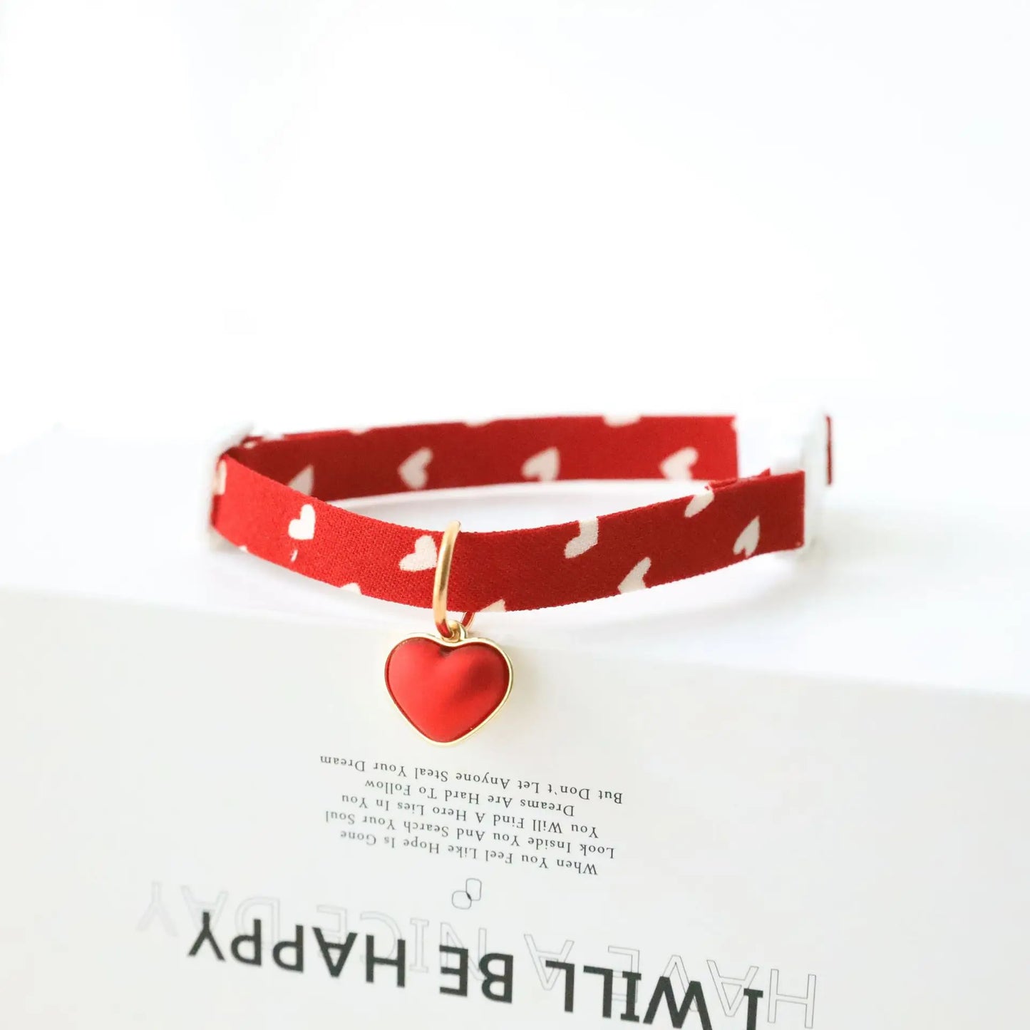 Small Cat Necklace Neck Collar Safety Breakaway Heart shape Dog Tie Adjustable Strap for Puppy Kittens collar with bell