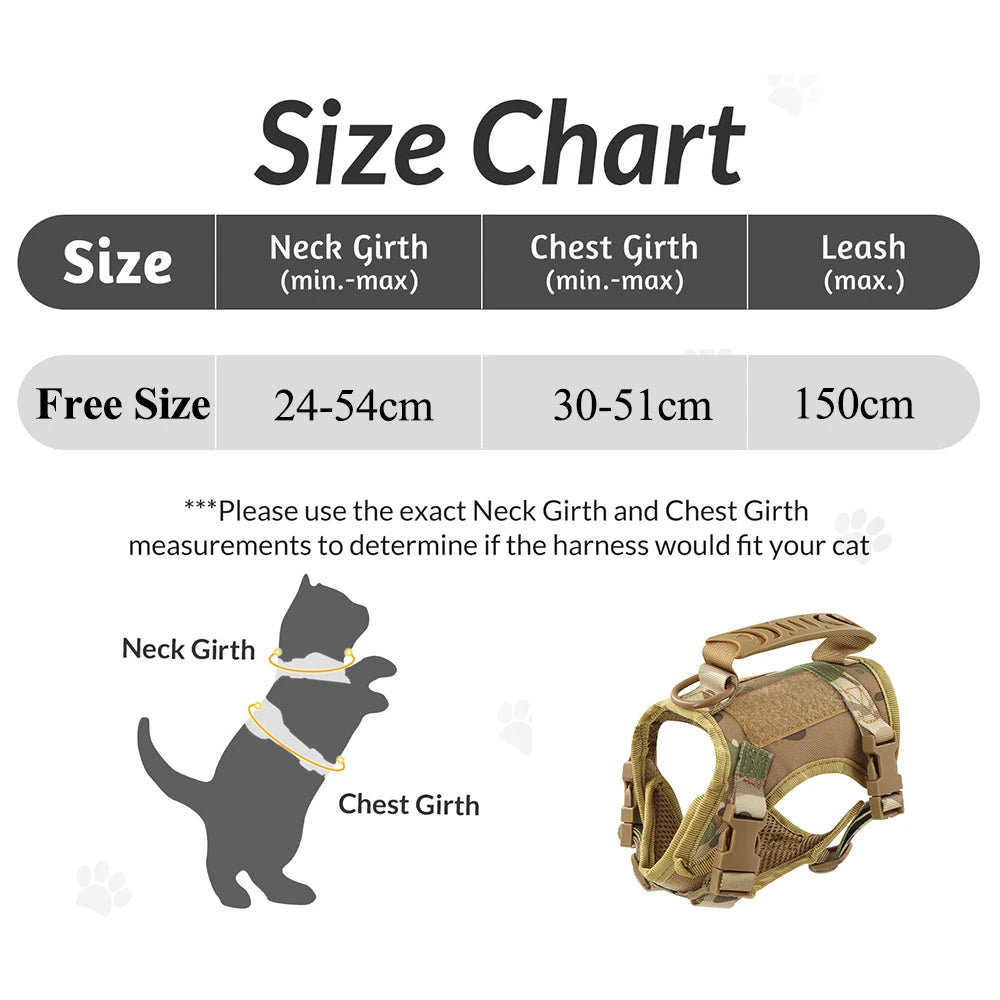 Tactical Cat Harness Leash Puppy Adjustable Kitten Vest For Military Small Dogs Harnesses Working Training Cat Accessories