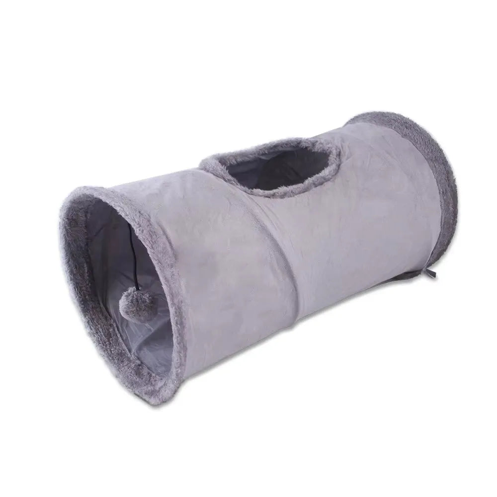 Collapsible Cat Winter Suede Tunnel for Kitten Play Chase Hide Tunnel,Interactive Bedding Toy in 2 ways,3 ways, Cro