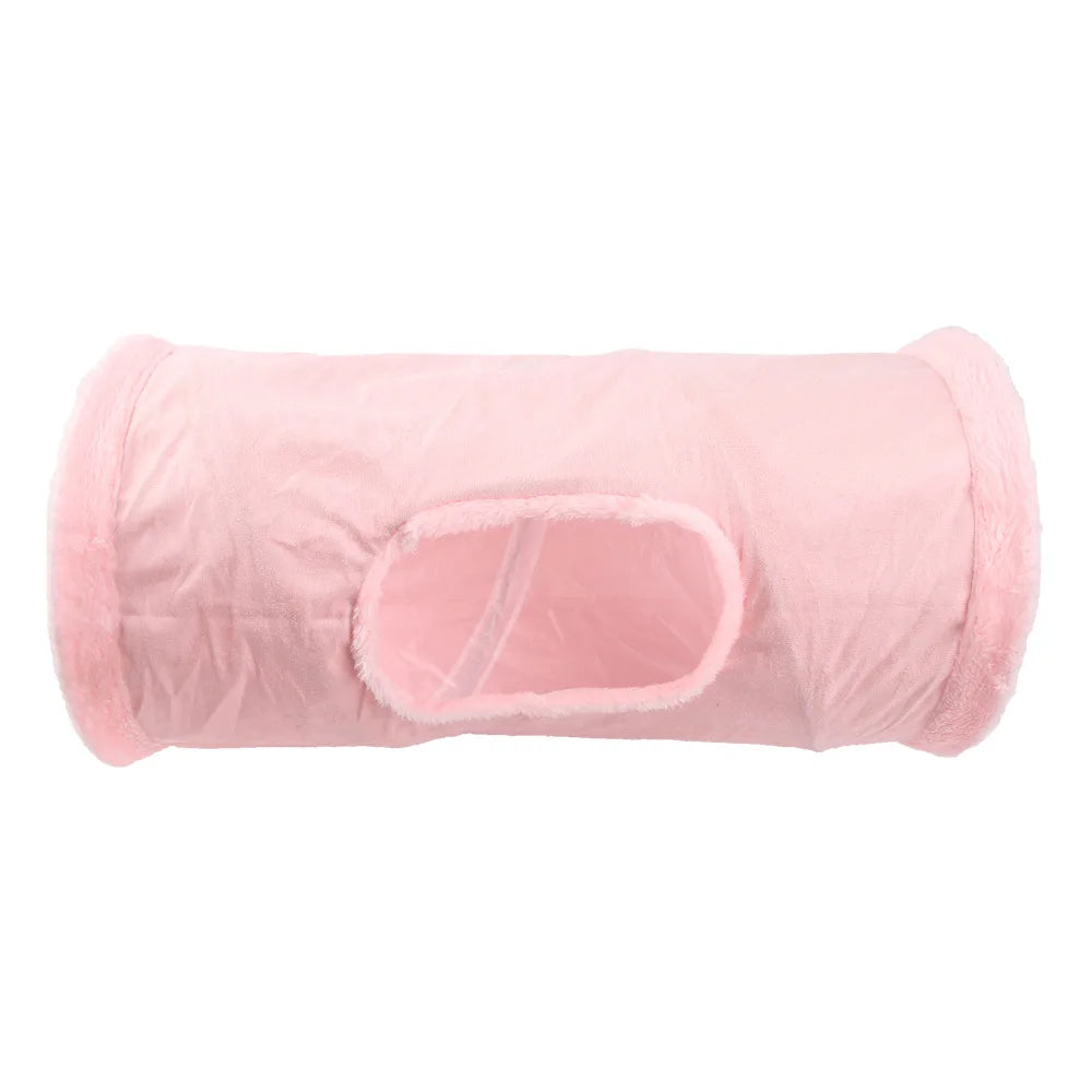 Collapsible Cat Winter Suede Tunnel for Kitten Play Chase Hide Tunnel,Interactive Bedding Toy in 2 ways,3 ways, Cro