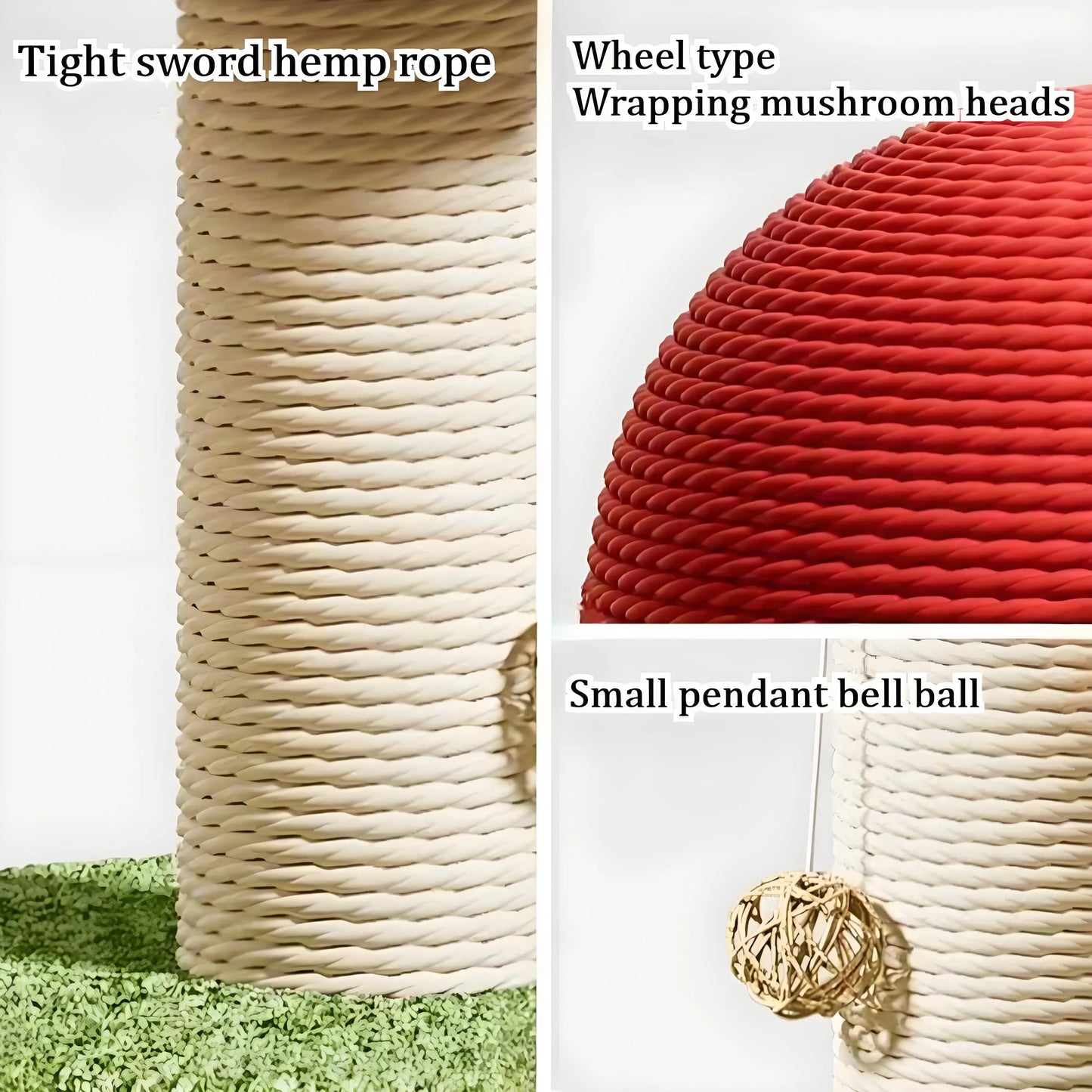 Red Mushroom Cat Scratching Post – Durable Sisal Cat Toy, Anti-Scratch Climbing Pole with Cute Decor for Cats