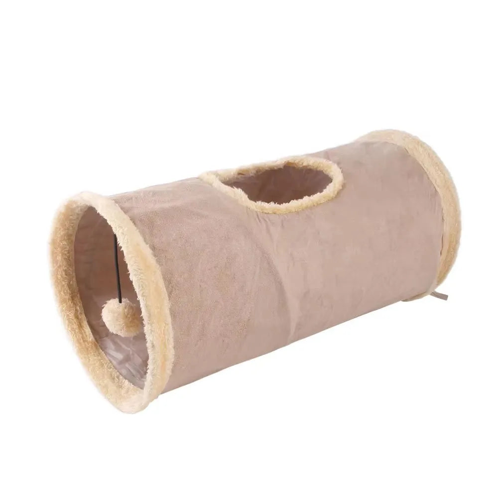 Collapsible Cat Winter Suede Tunnel for Kitten Play Chase Hide Tunnel,Interactive Bedding Toy in 2 ways,3 ways, Cro