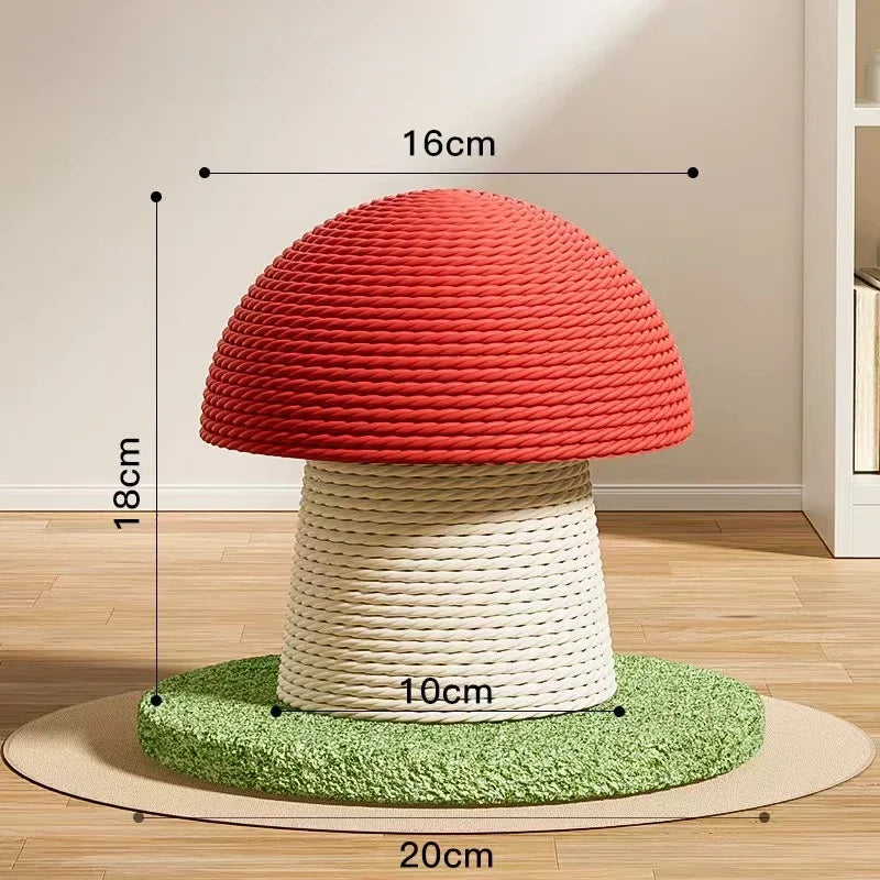 Red Mushroom Cat Scratching Post – Durable Sisal Cat Toy, Anti-Scratch Climbing Pole with Cute Decor for Cats
