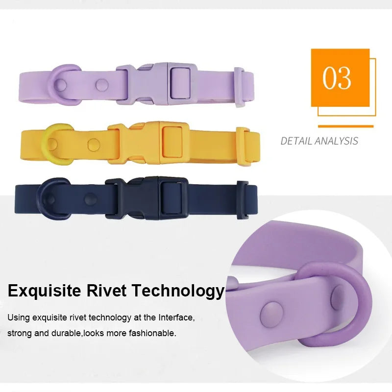 Waterproof Dog Collar Pvc Macaron Color Adjustable Rubber Dog Collars Quick Release Buckle Collar for Small Medium Large Dogs