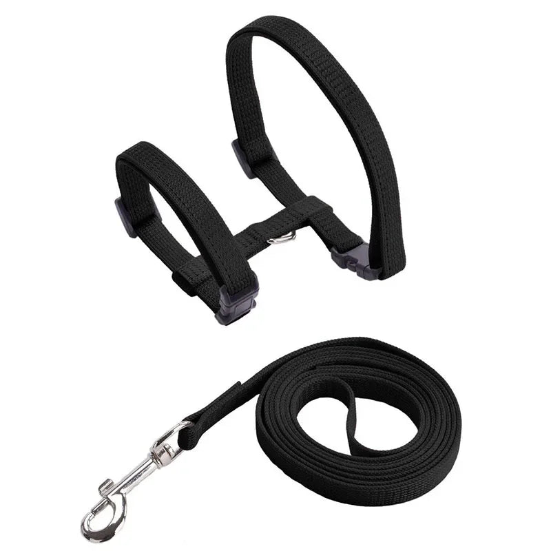 Escape-proof Small Dog Cat Harness Collar with Leash Set H Shape Choke Free Puppy Kitten Harness Soft Nylon Strap Collar for Pet
