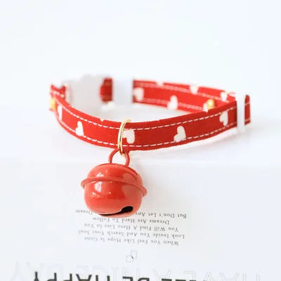 Small Cat Necklace Neck Collar Safety Breakaway Heart shape Dog Tie Adjustable Strap for Puppy Kittens collar with bell