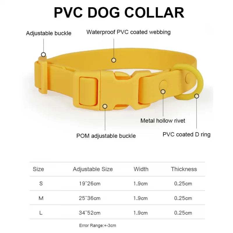 Waterproof Dog Collar Pvc Macaron Color Adjustable Rubber Dog Collars Quick Release Buckle Collar for Small Medium Large Dogs