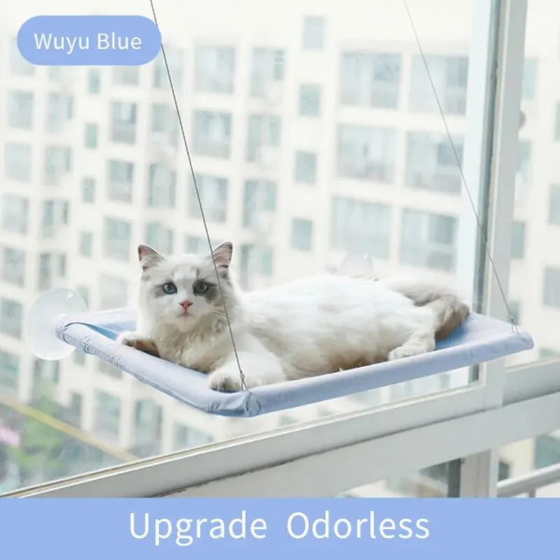 Foldable Cat Window Perch Bed Hammock Cat Window Wall Perch Hammock Seat with 4 Strong Suction Cups