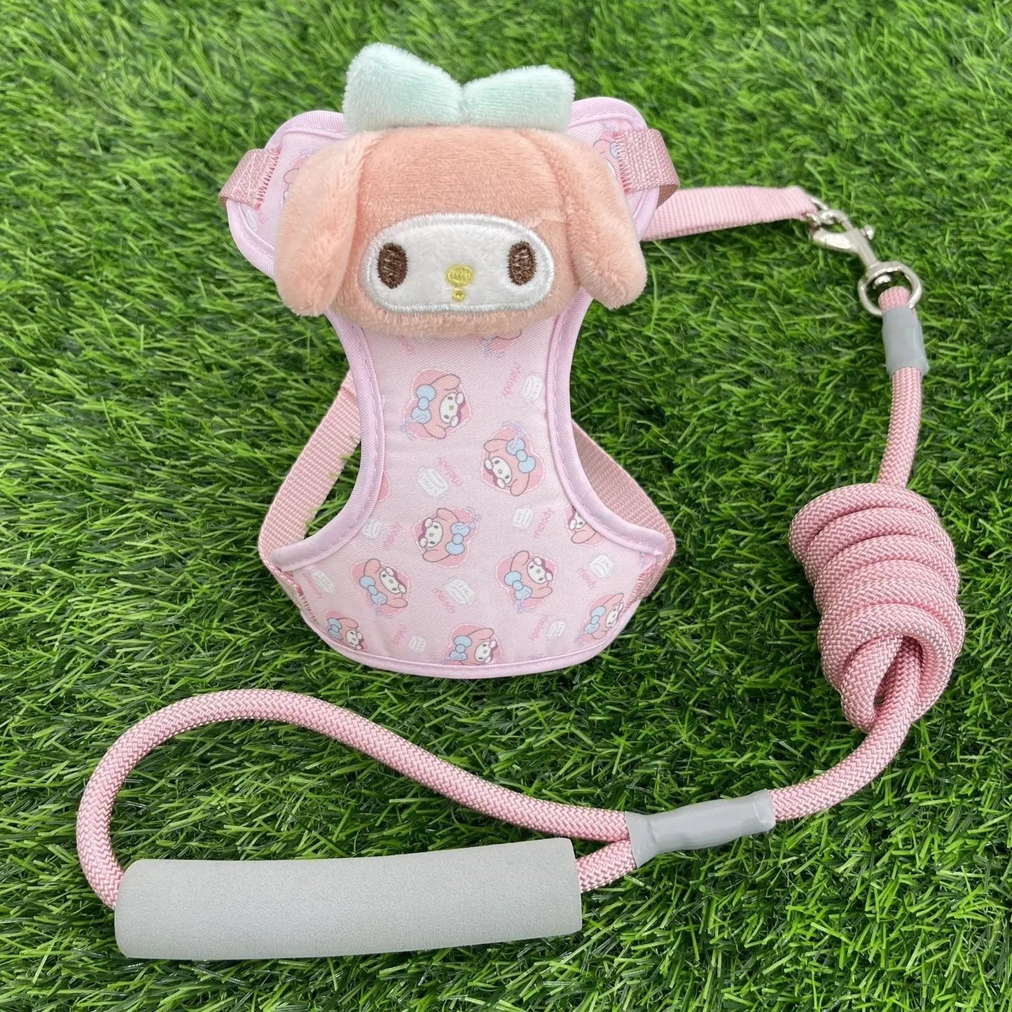 GORĄCA Sanrios Pet Vest Style Traction Rope Kawaii Kuromi Cartoon Cute Cat Dog Go Out Harness Go Out Anti-lost Rope Fashion New