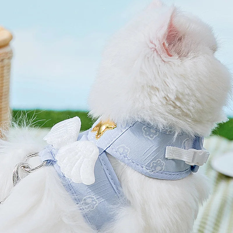 Kamizelka dla zwierząt domowych Skrzydła Anioła Szelki ze Smyczą Kawaii Spersonalizowane dla Kota Pies Szelki Naszyjnik Akcesoria Szelki dla Kota Smycz 4 Sezony