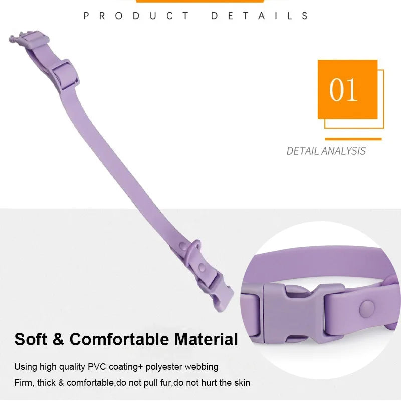 Waterproof Dog Collar Pvc Macaron Color Adjustable Rubber Dog Collars Quick Release Buckle Collar for Small Medium Large Dogs