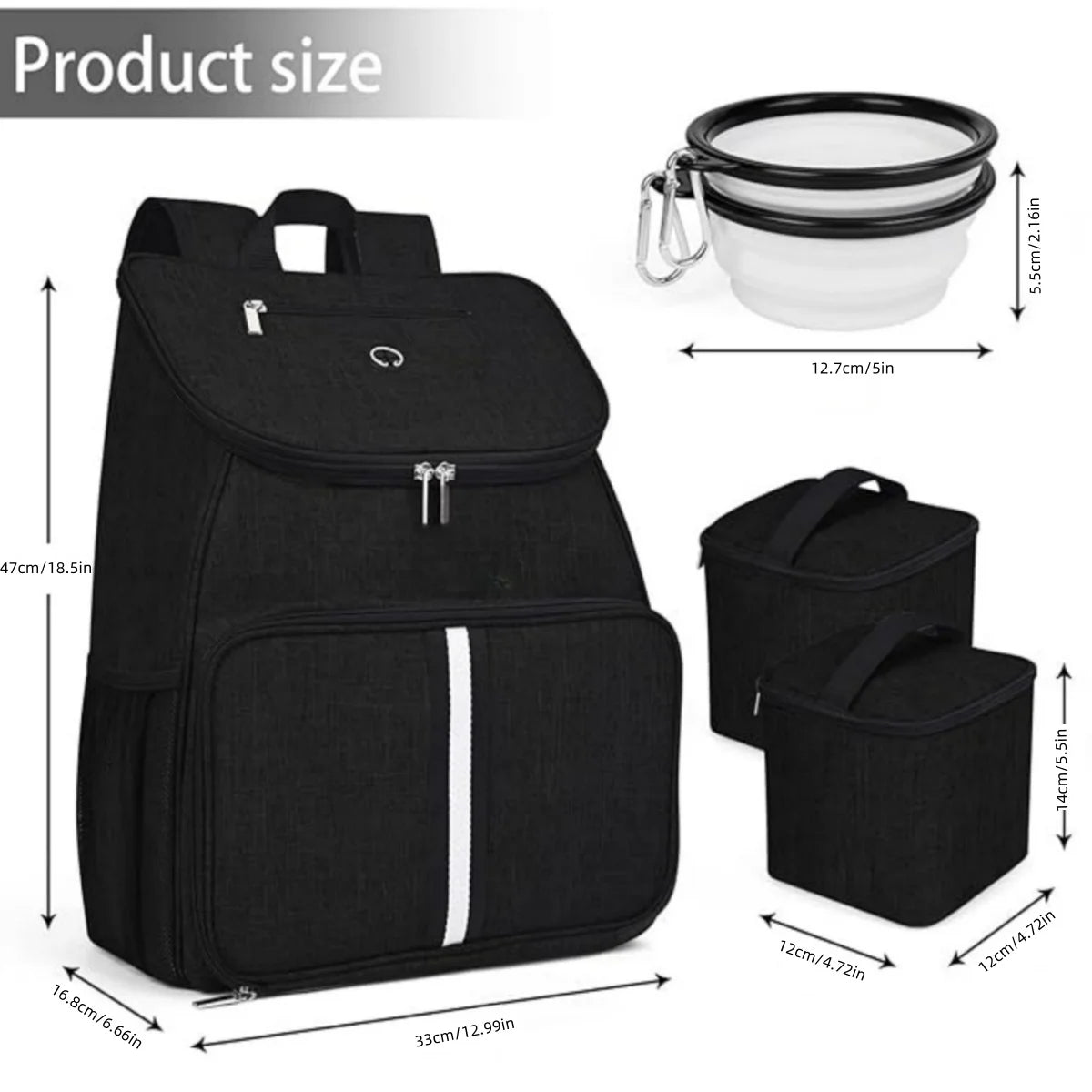 Pet Travel Bag Dog Cat Supplies Backpack, Water-resistent Diapers Food Travel Tote Backpacks Weekend Bags Accessories Set O