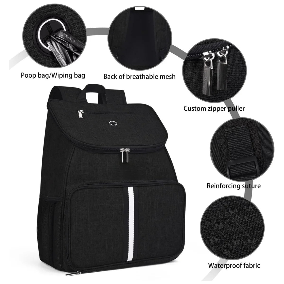 Pet Travel Bag Dog Cat Supplies Backpack, Water-resistent Diapers Food Travel Tote Backpacks Weekend Bags Accessories Set O