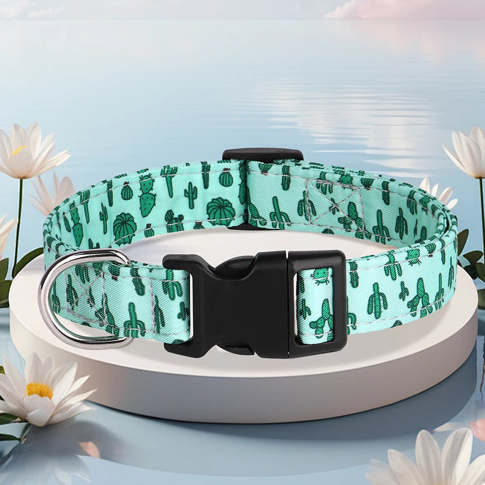 Nylon Print Dog Collar Adjustable Pet Collars Flower Print For Small Medium Large Dogs Chihuahua Pug Dog Accessories With D Ring