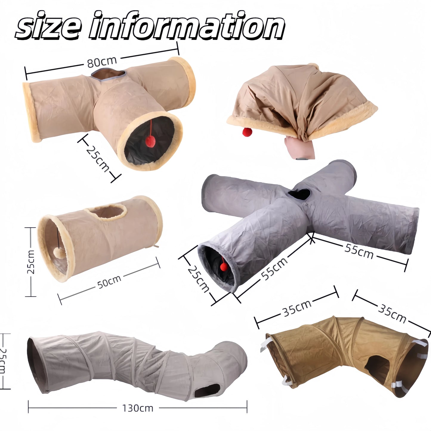 Collapsible Cat Winter Suede Tunnel for Kitten Play Chase Hide Tunnel,Interactive Bedding Toy in 2 ways,3 ways, Cro
