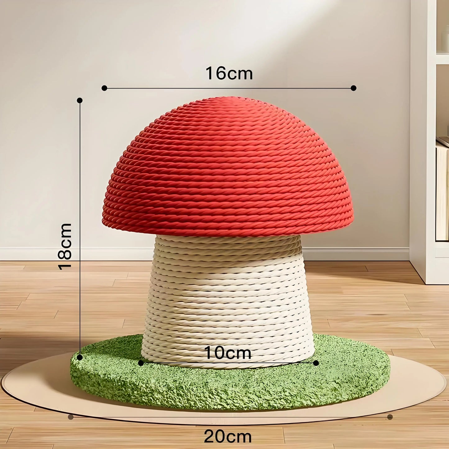 Red Mushroom Cat Scratching Post – Durable Sisal Cat Toy, Anti-Scratch Climbing Pole with Cute Decor for Cats