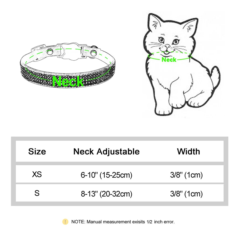 Suede Leather Cat Collar Bling Rhinestone Cats Collars with Bell Safety Breakaway Pet Puppy Necklace Adjustable XS S Pink Soft