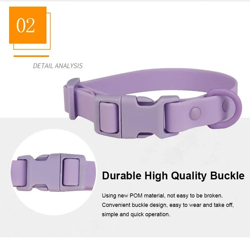Waterproof Dog Collar Pvc Macaron Color Adjustable Rubber Dog Collars Quick Release Buckle Collar for Small Medium Large Dogs