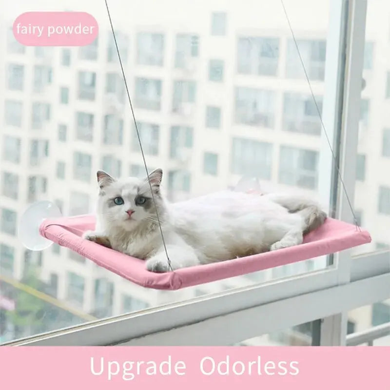 Foldable Cat Window Perch Bed Hammock Cat Window Wall Perch Hammock Seat with 4 Strong Suction Cups