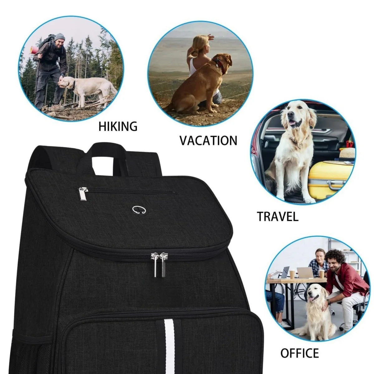 Pet Travel Bag Dog Cat Supplies Backpack, Water-resistent Diapers Food Travel Tote Backpacks Weekend Bags Accessories Set O