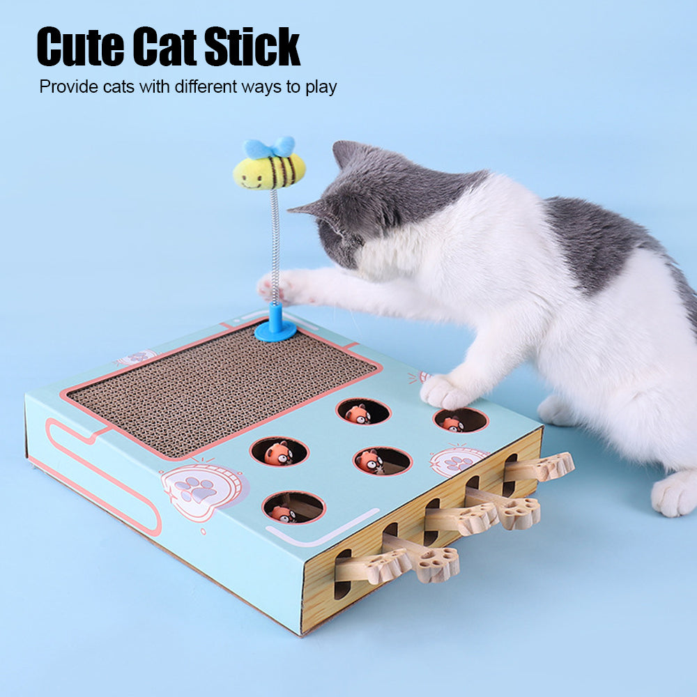 Cat Game Box Maze Interactive Educational Cat Hit Gophers Funny Cat Stick 3 in 1 Cat Toy Chase Hunt Mouse With Scratcher