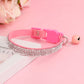 Suede Leather Cat Collar Bling Rhinestone Cats Collars with Bell Safety Breakaway Pet Puppy Necklace Adjustable XS S Pink Soft