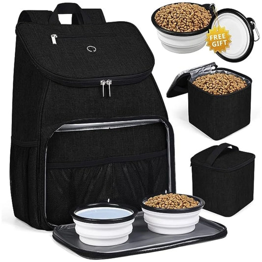 Pet Travel Bag Dog Cat Supplies Backpack, Water-resistent Diapers Food Travel Tote Backpacks Weekend Bags Accessories Set O