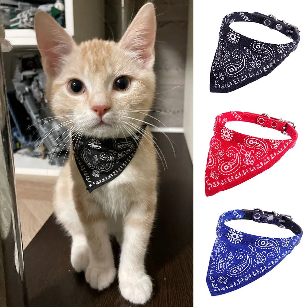 Cute Printed Bandana Cat Collar