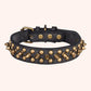 Vintage brass rivet heavy-duty adjustable pet dog collar, round head rivet paired with wear-resistant PU leather.
