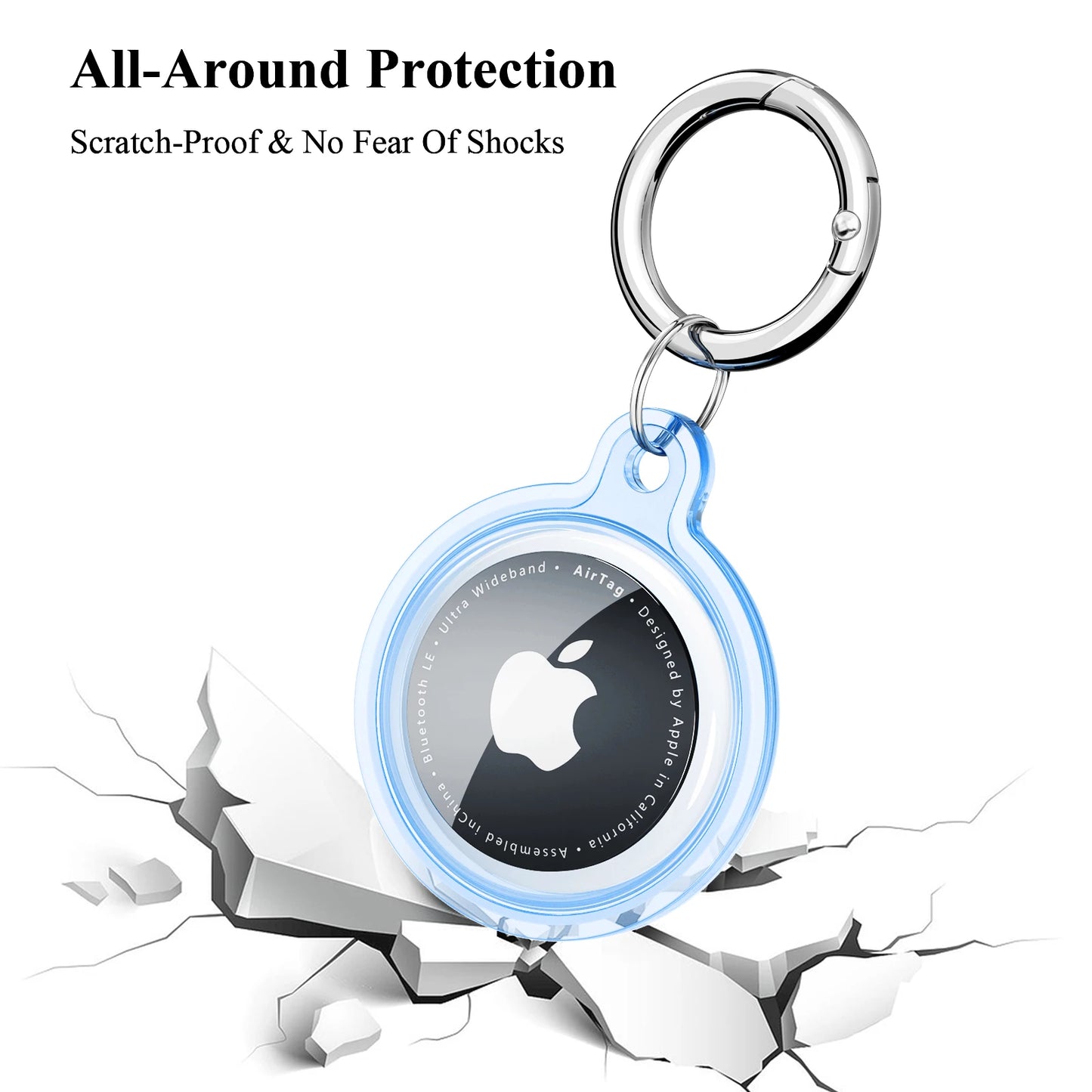 Waterproof Anti-lost Keychain Holder Transparent TPU Case for Apple Airtag Dog Cat Pet Collar Keys Tracker Protective Full Cover