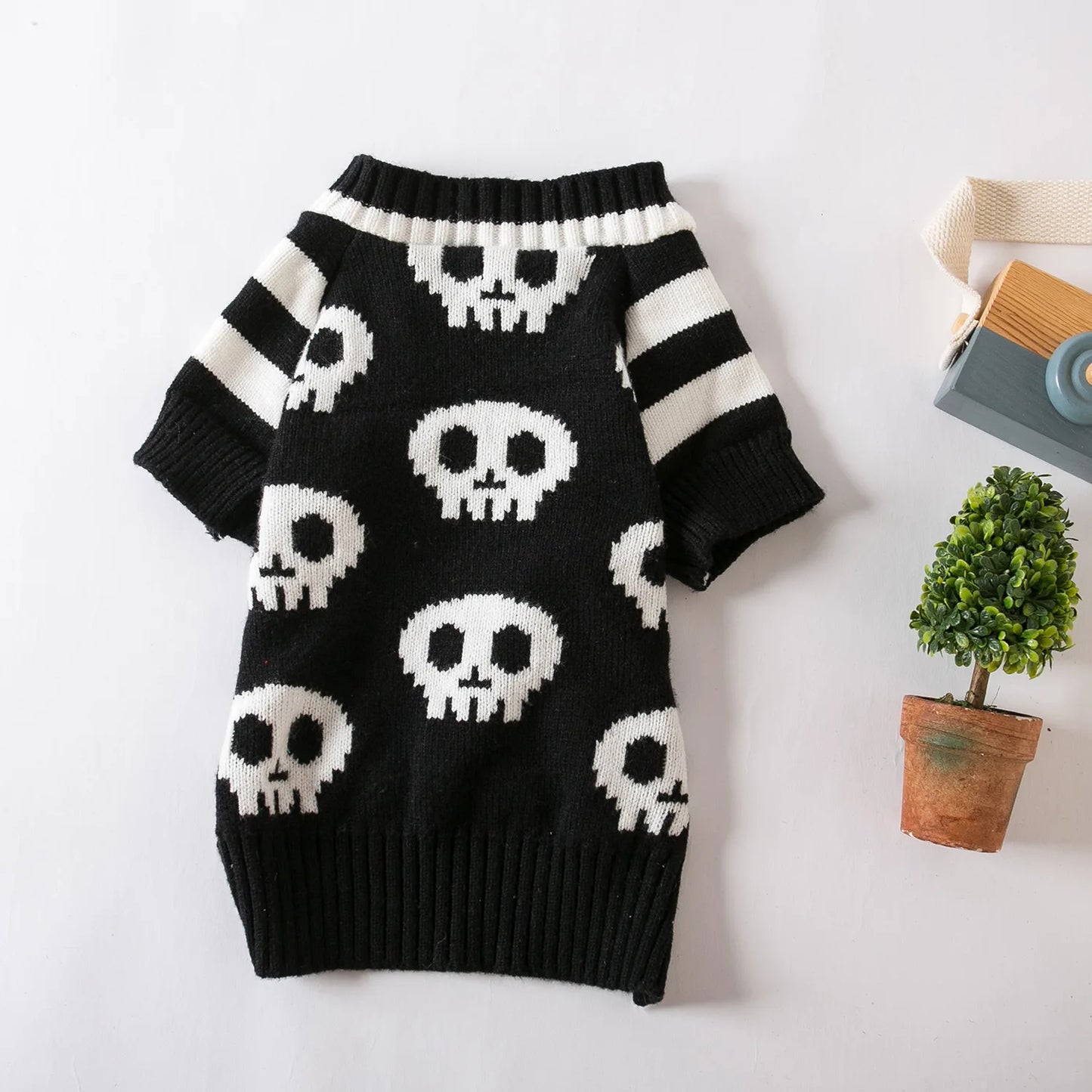 Halloween Pet Costume Skull Knitted Sweater S