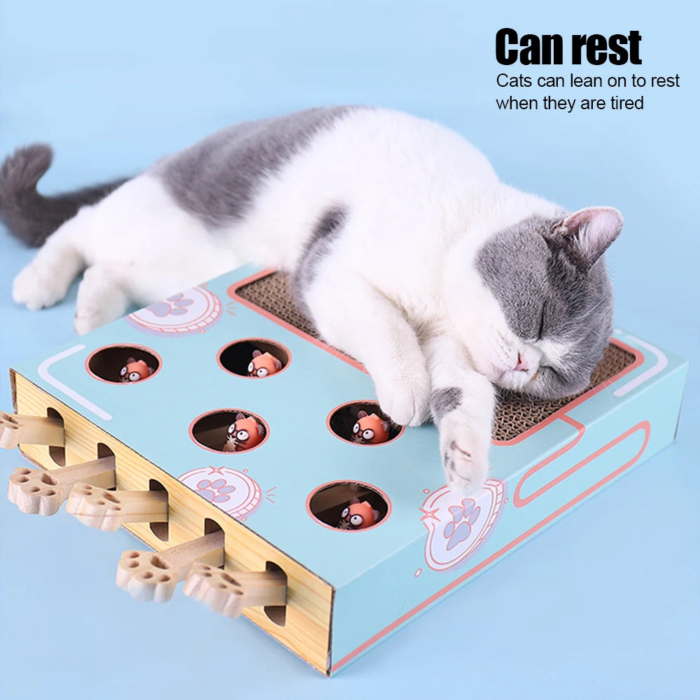 Cat Game Box Maze Interactive Educational Cat Hit Gophers Funny Cat Stick 3 in 1 Cat Toy Chase Hunt Mouse With Scratcher