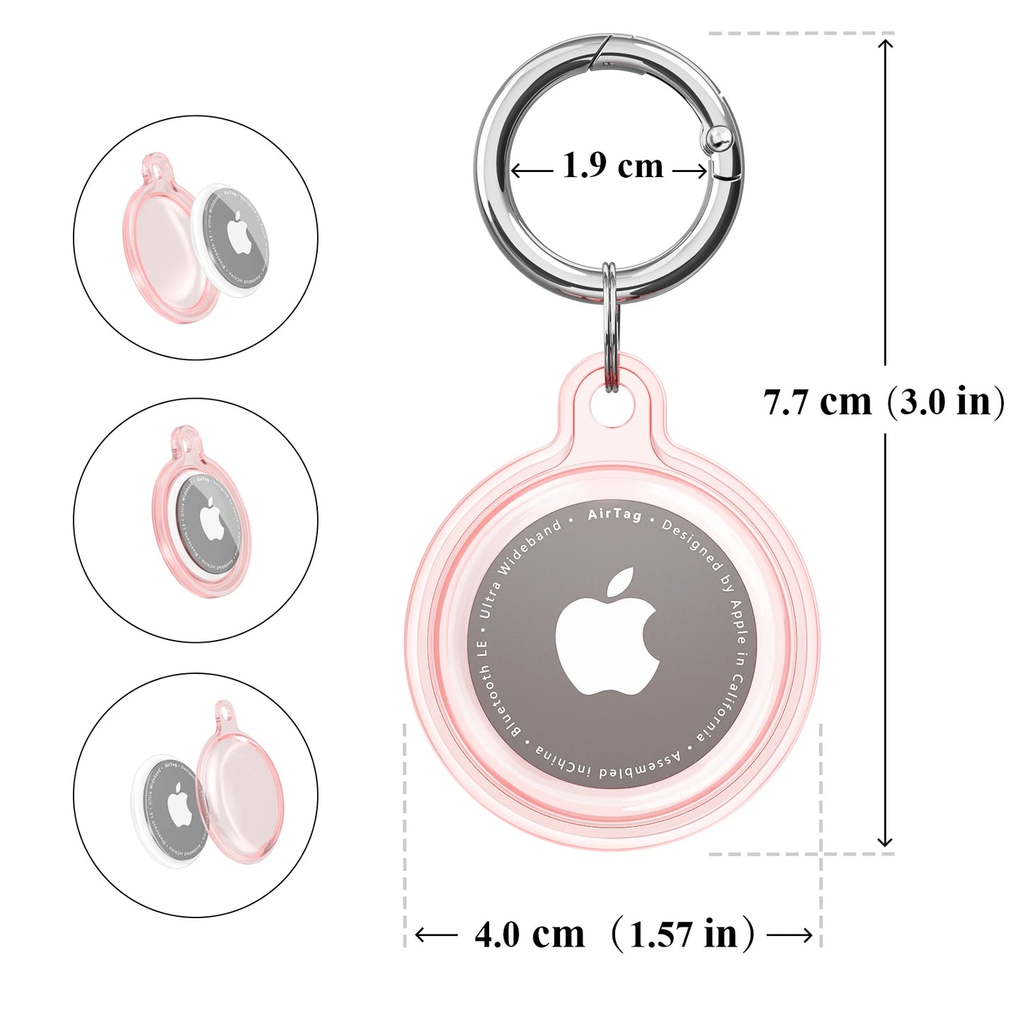 Waterproof Anti-lost Keychain Holder Transparent TPU Case for Apple Airtag Dog Cat Pet Collar Keys Tracker Protective Full Cover