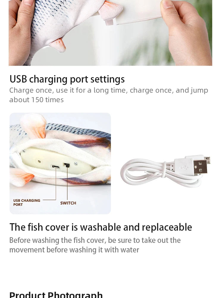 Cat Dog Toy Fish USB Charging Electric Floppy Simulation Fish