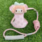 GORĄCA Sanrios Pet Vest Style Traction Rope Kawaii Kuromi Cartoon Cute Cat Dog Go Out Harness Go Out Anti-lost Rope Fashion New