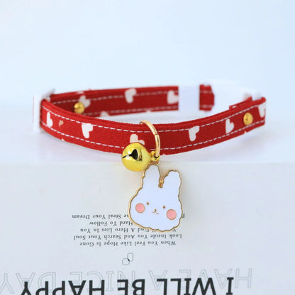 Small Cat Necklace Neck Collar Safety Breakaway Heart shape Dog Tie Adjustable Strap for Puppy Kittens collar with bell
