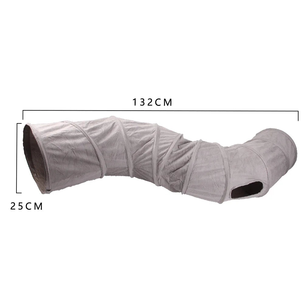 Collapsible Cat Winter Suede Tunnel for  Kitten Play Chase Hide Tunnel,Interactive Bedding Toy in 2 ways,3 ways, Cro