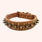 Vintage brass rivet heavy-duty adjustable pet dog collar, round head rivet paired with wear-resistant PU leather.