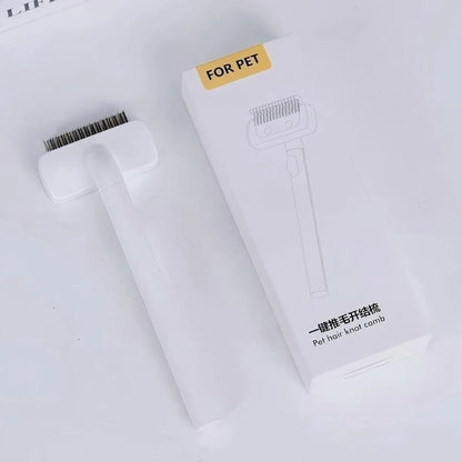 Stainless Steel Pet Comb with Rounded Knife Head - Dog Grooming Tool for Thinning Hair Gentle on Skin