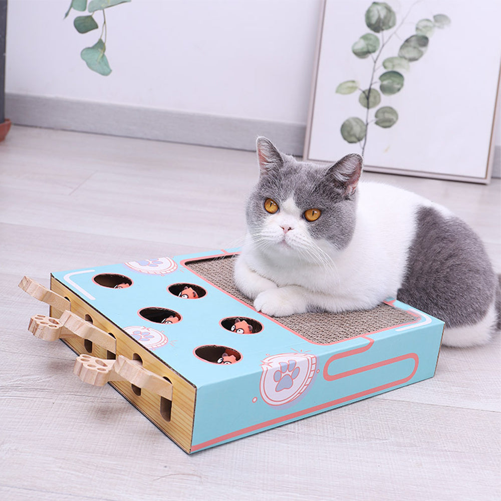 Cat Game Box Maze Interactive Educational Cat Hit Gophers Funny Cat Stick 3 in 1 Cat Toy Chase Hunt Mouse With Scratcher